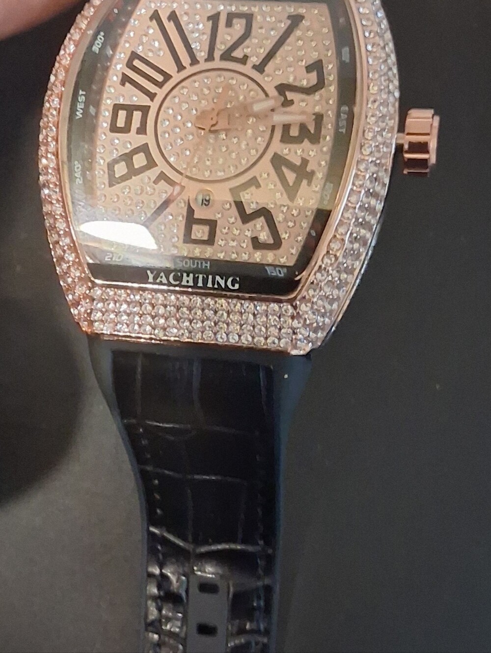 Rosetone Crystal Yachting Quartz Watch New No Box Very Large Bling Watch - Picture 8 of 11